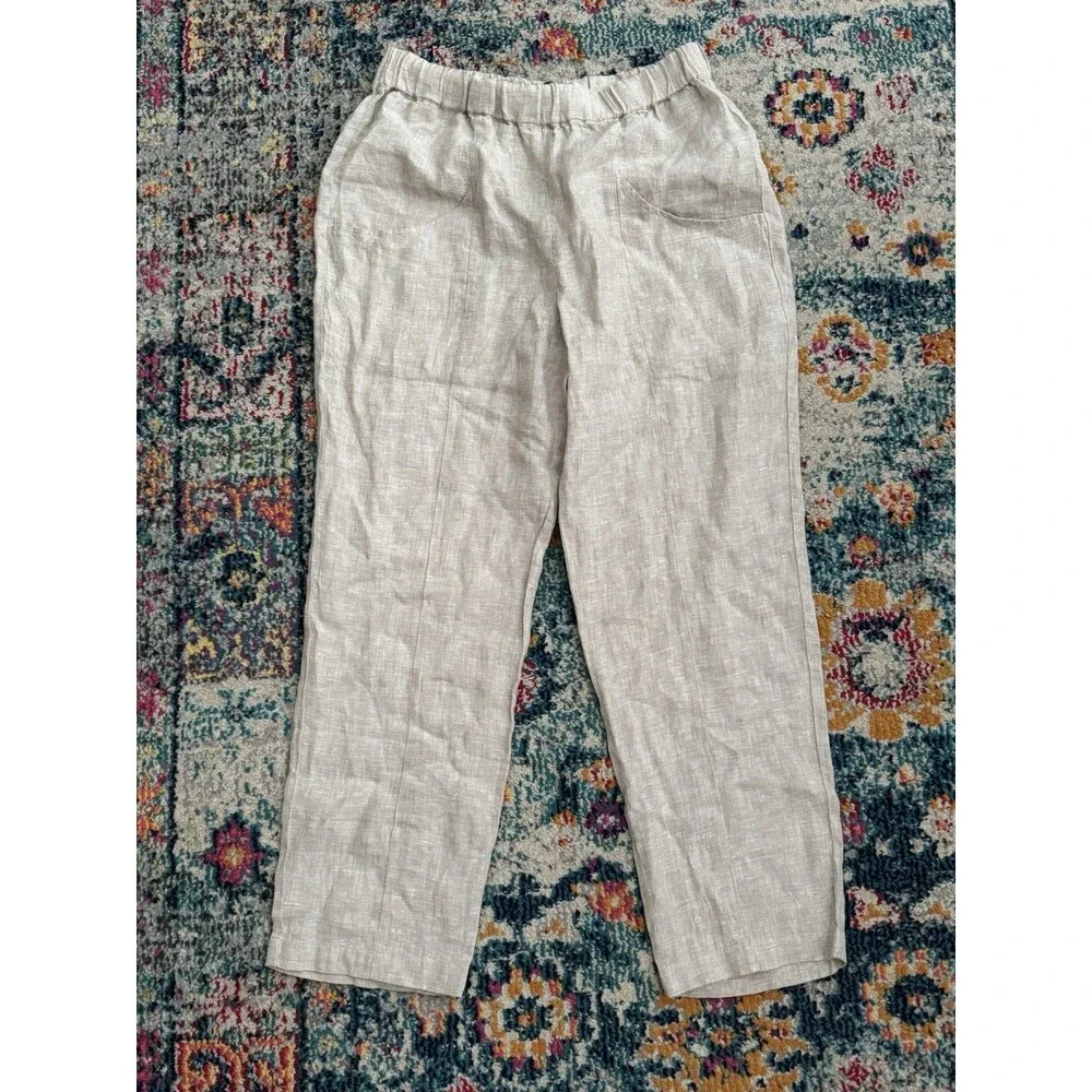 Quince 100% European Linen Tapered Ankle Pants M Flax Pull On Breathable